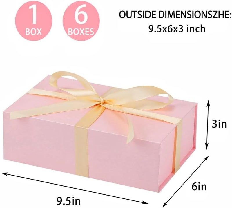UoeRing 1 Pcs Pink Gift Box 9.5x6x3 inch Small Luxury Gift Box for Presents with Magnetic Lid Collapsible,Birthday,Christmas,Contains Card, Ribbon, Tissue Paper,Shredded Paper Fille - Image 2